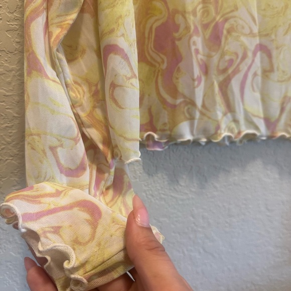 BP Yellow and Pink Patterned Mesh Top - Picture 6 of 6
